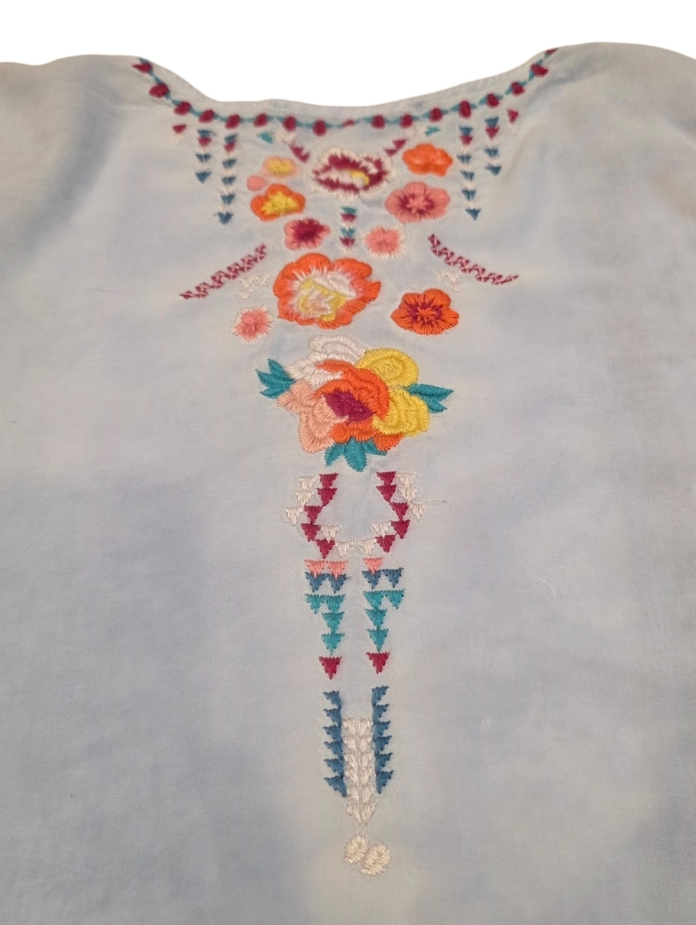 Blue Rain Light Blue Embroidered Open Kimono/Duster Size Small - Picture 7 of 11
